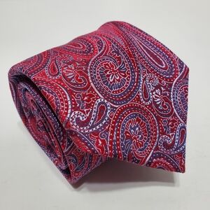Hathaway Red & Blue Paisley Men's Silk Neck Tie Jacquard Fabric 59x3.5"